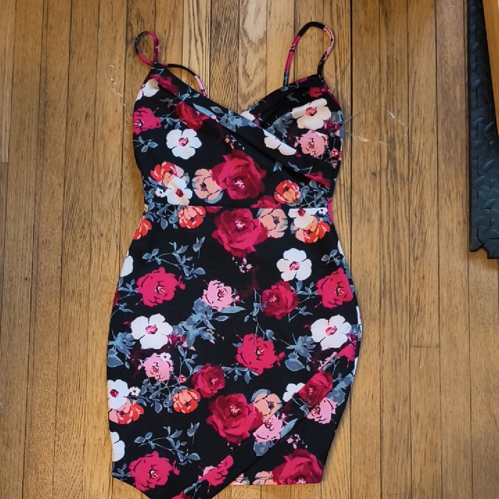 Charlotte Russe Red and Pink Bodycon Mini Dress Spaghetti Strap